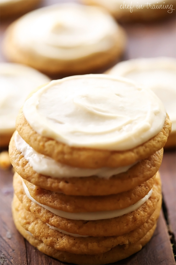 Soft Pumpkin Cookies with Caramel Cream Cheese Frosting recipe