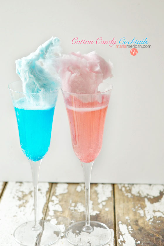 A fun way to ring in the New Year with Sparkling Cotton Candy Cocktails! MarlaMeridith.com