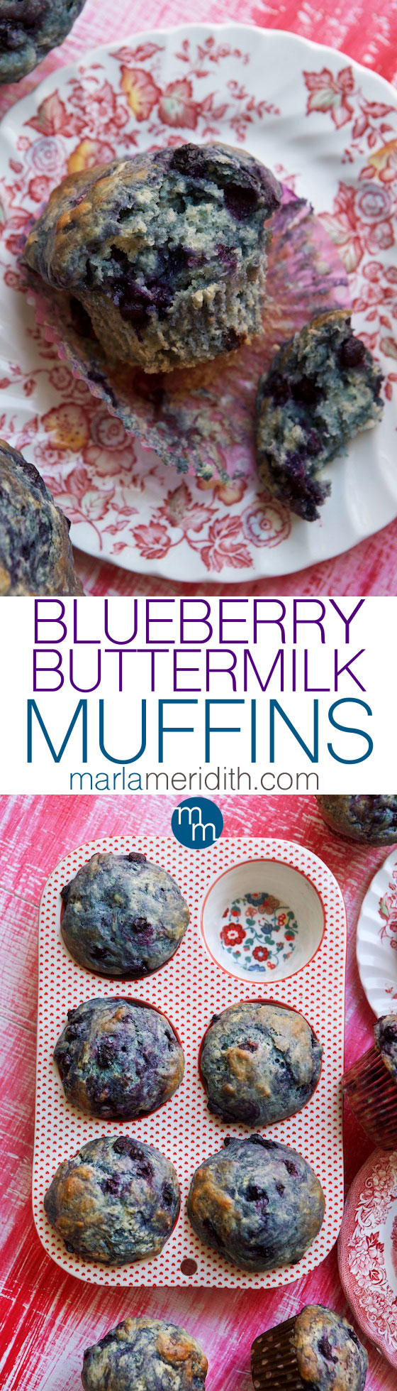 Blueberry Buttermilk Muffins #recipe on MarlaMeridith.com ( @marlameridith ) #muffins