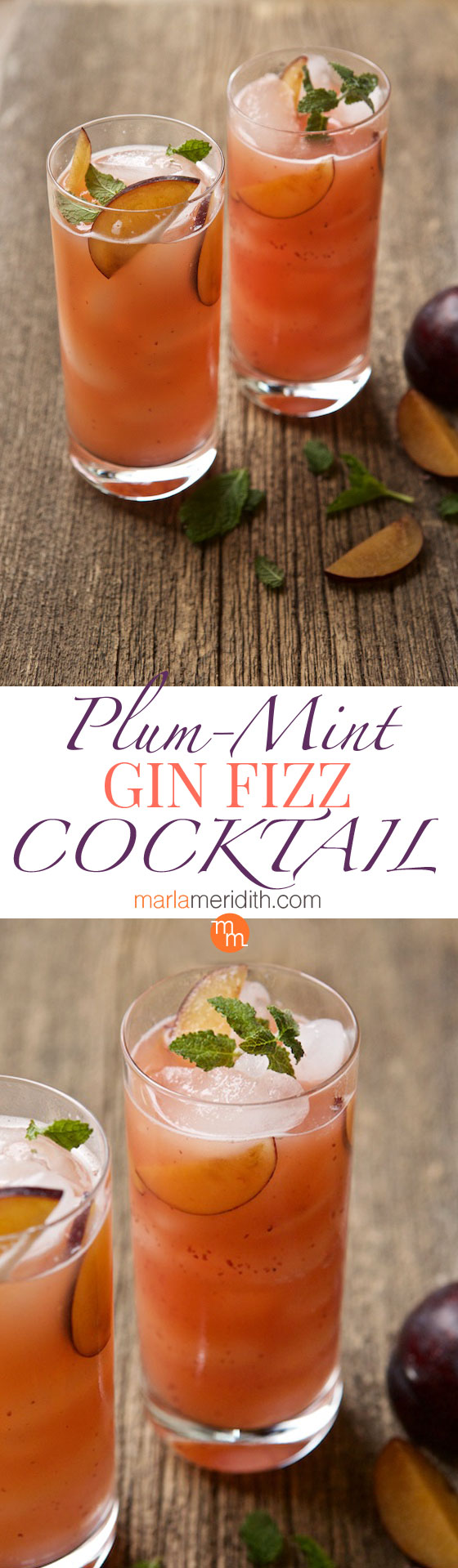 Plum-Mint Gin Fizz Cocktail recipe