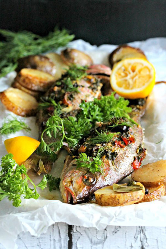 One Pot Whole Roasted Snapper and Potatoes recipe