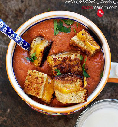 Creamy Tomato Soup with Grilled Cheese Croutons recipe | newmm2019.wpengine.com #soup