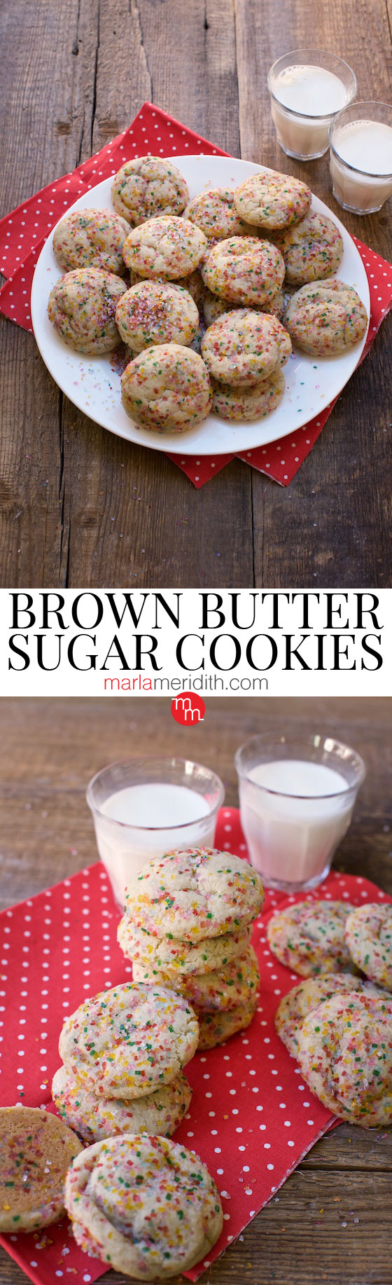 For the holidays bake a few batches of these Brown Butter Sugar Cookies! Get the #recipe on MarlaMeridith.com #cookies #christmas