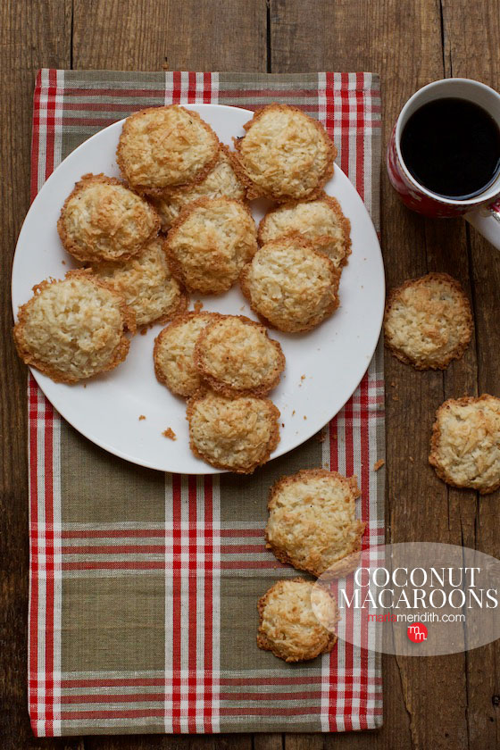 Coconut Macaroons are grain free and gluten free treat for the holidays. Get the recipe on MarlaMeridith.com #christmas #cookies #coconut