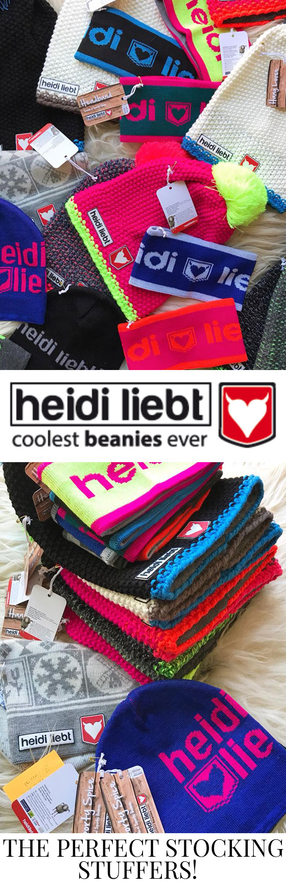 Heidi Liebt Beanies & a Holiday Special for YOU (check my website for the discount code) These are the perfect stocking stuffers and great holiday gifts for snow junkies! MarlaMeridith.com ( @marlameridith )