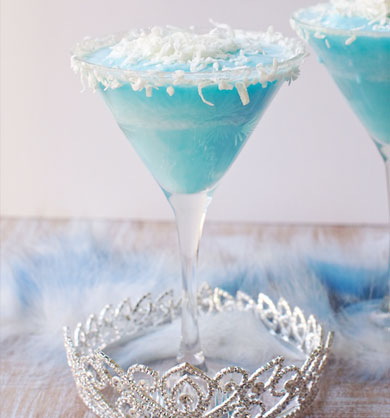Serve this beautiful blue Jack Frost Martini at your holiday celebrations! MarlaMeridith.com #cocktail #christmas #martini