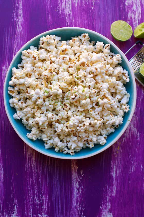 Serve this delicious Margarita Popcorn at your next football or Cinco de Mayo celebration! MarlaMeridith.com #recipe #popcorn