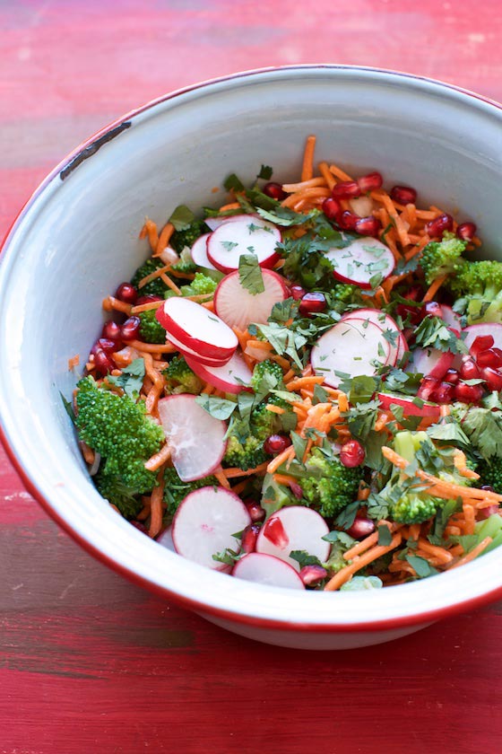 Try this #vegan Veggie Salad with Miso Dressing #recipe. An energy packed salad! MarlaMeridith.com #salad