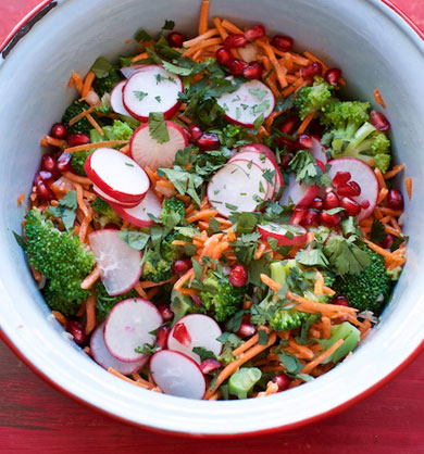 Try this #vegan Veggie Salad with Miso Dressing #recipe. An energy packed salad! MarlaMeridith.com #salad