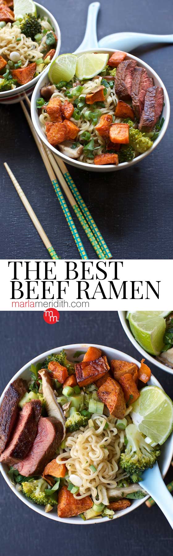 The Best Beef Ramen recipe that you will crave over & over again! MarlaMeridith.com #ramen #soup #recipe