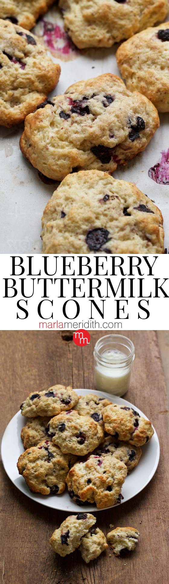 These are the Ultimate Blueberry Buttermilk Scones...bake some today! MarlaMeridith.com #baking #blueberry #scones