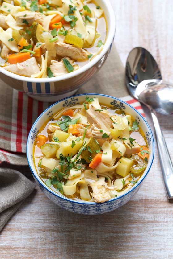 THE ULTIMATE CHICKEN NOODLE SOUP: Nothing says winter more than a comforting bowl of delicious soup. This recipe will become your go-to favorite as soon as you try it! MarlaMeridith.com #soup #recipe
