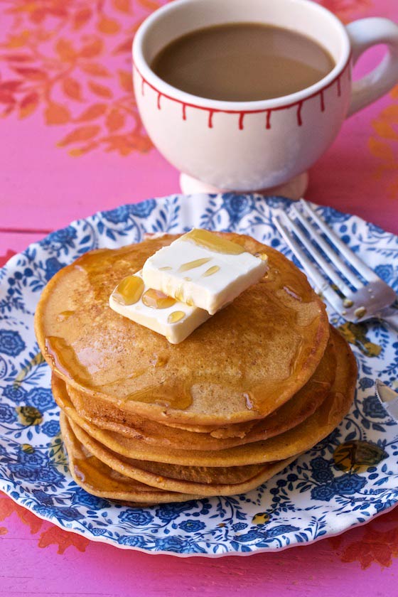 Get this delicious recipe for Sweet Potato Pancakes on MarlaMeridith.com #recipe #pancakes