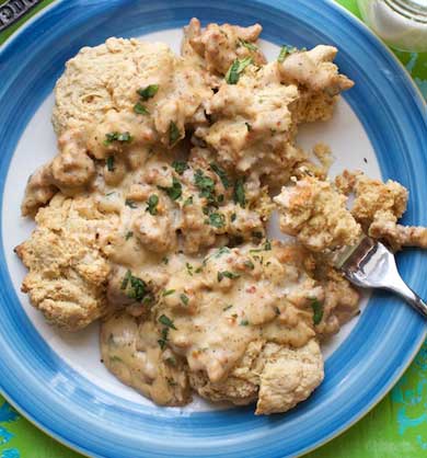 The BEST Biscuits and Gravy recipe ever! MarlaMeridith.com #recipe #breakfast