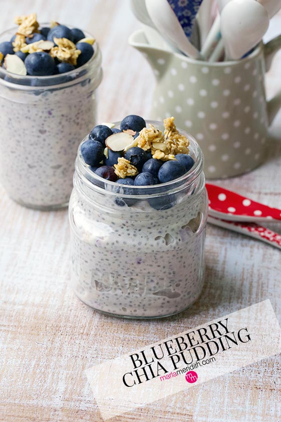 Try this delicious Vegan Blueberry Chia Pudding for a healthy breakfast! MarlaMeridith.com #breakfast #chia #diet #yogurt