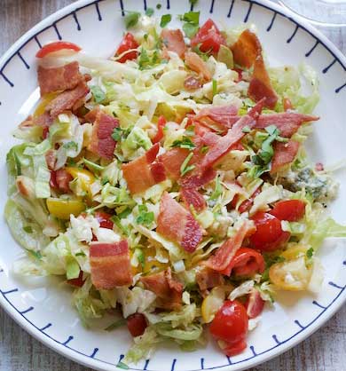 One of my all time favorites! Chopped Salad with Warm Bacon Shallot Vinaigrette recipe on MarlaMeridith.com #recipe #salad