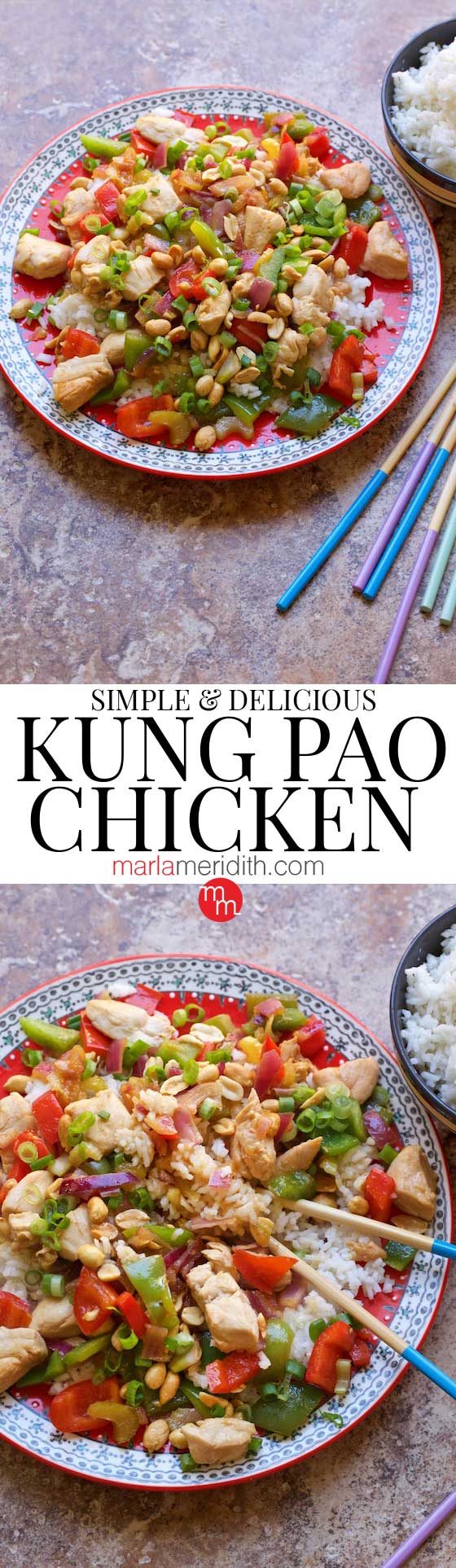 Forget the Chinese take-out. You can make the most delicious Kung Pao Chicken at home! MarlaMeridith.com #recipe