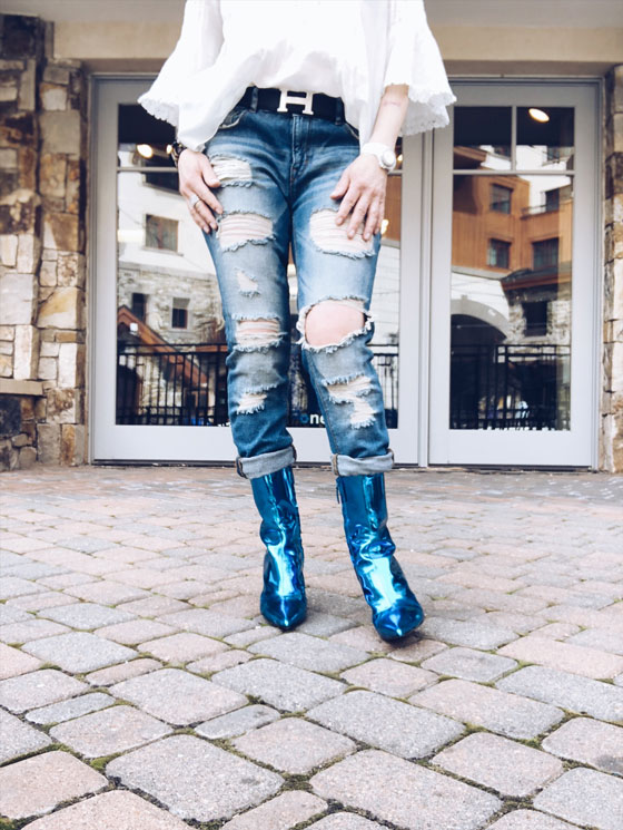 Shop the Look! Metallic Ankle Boots & denim | MarlaMeridith.com #fashion #boots