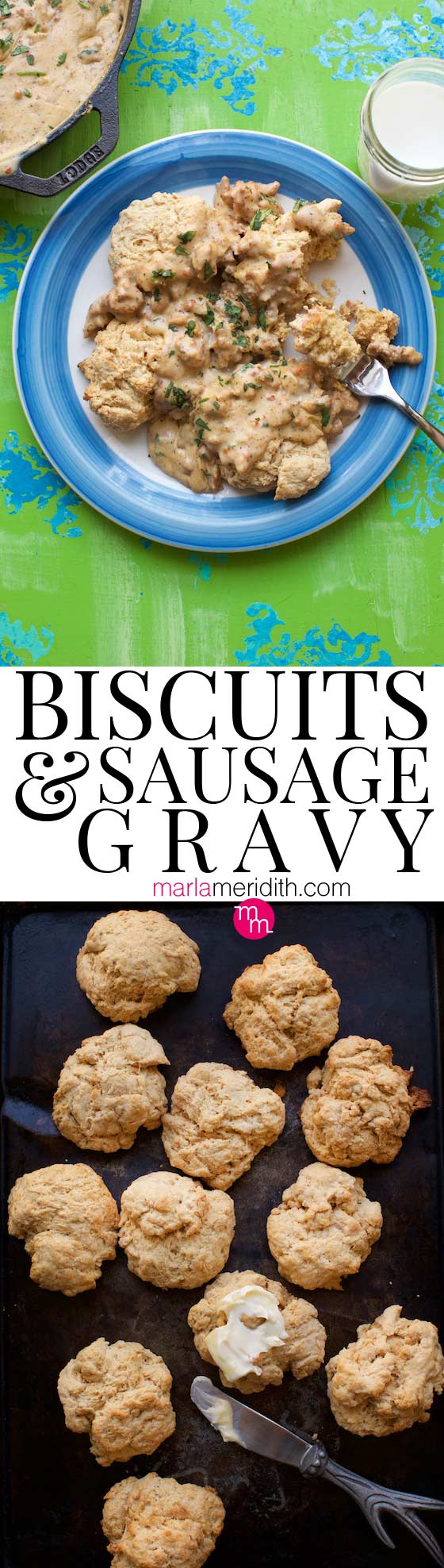The BEST Biscuits and Gravy recipe ever! MarlaMeridith.com #recipe #breakfast
