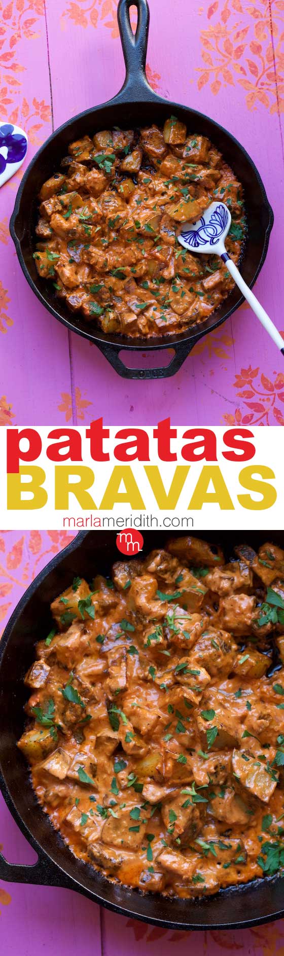Patatas Bravas: This Spanish bar snack is one of the best things I've ever eaten! #recipe MarlaMeridith.com #potato