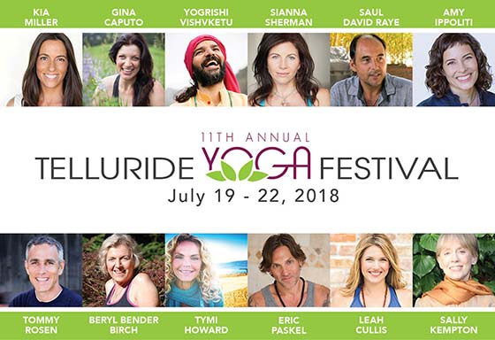 Join us for the Telluride Yoga Festival July 19-22, 2018! marlameridith.com