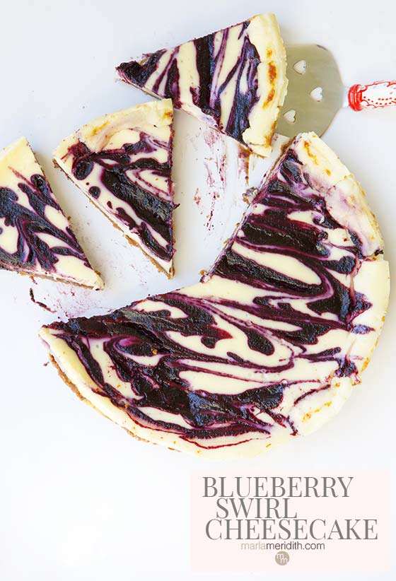 You have got to try this amazingly tasty Blueberry Swirl Cheesecake. Get the easy recipe on MarlaMeridith.com