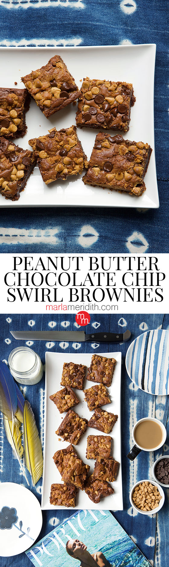 Get the recipe for these irresistible Peanut Butter Chocolate Chip Swirl Brownies on MarlaMeridith.com