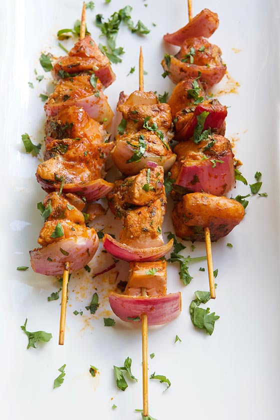 We love these healthy Mexican Pan Seared Salmon Kabobs with BUSH’S® Black Bean Fiesta™ for family dinner and summer entertaining! MarlaMeridith.com #ad