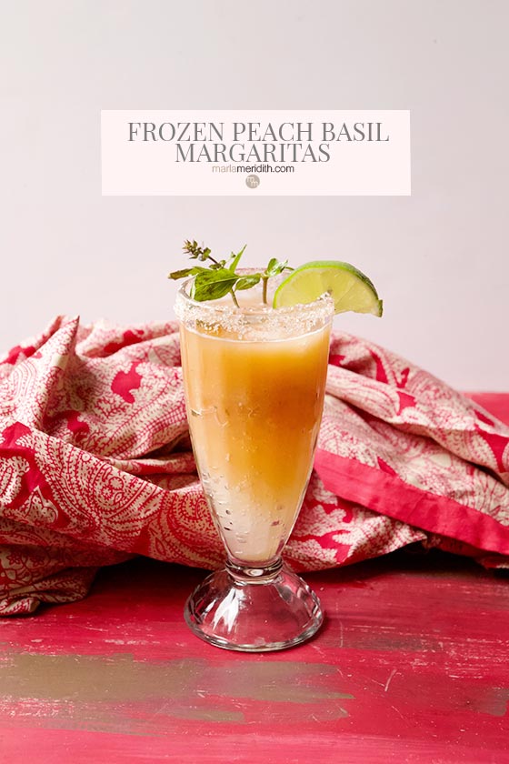 Peach Basil Margaritas make the most of our favorite summer fruit! Get the recipe on marlameridith.com