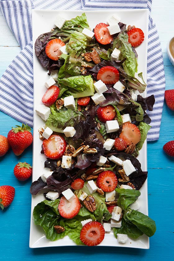 Strawberry Feta Salad with Balsamic Dressing is healthy, light and delish! Get the recipe on MarlaMeridith.com