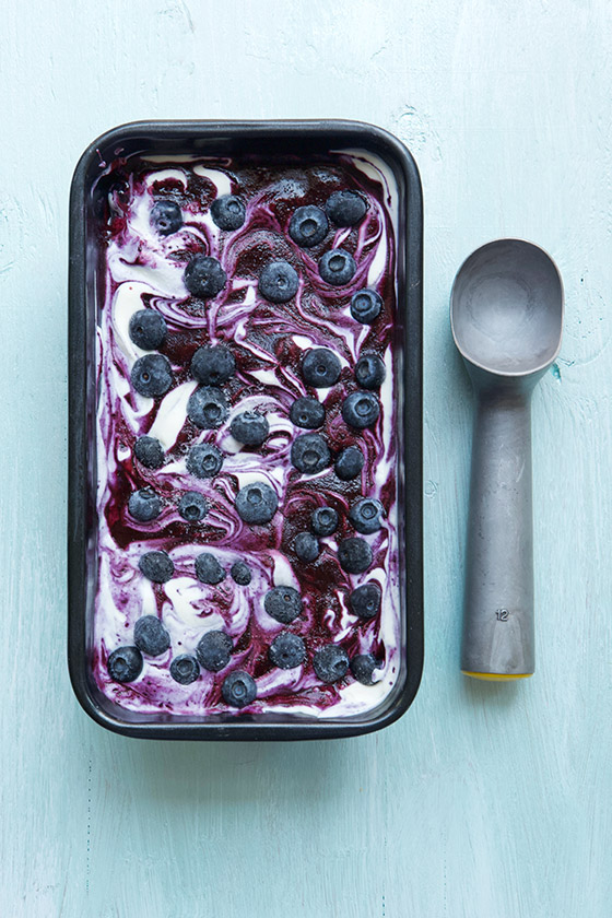 This Blueberry Swirl No-Churn Ice Cream recipe is a summertime favorite! MarlaMeridith.com