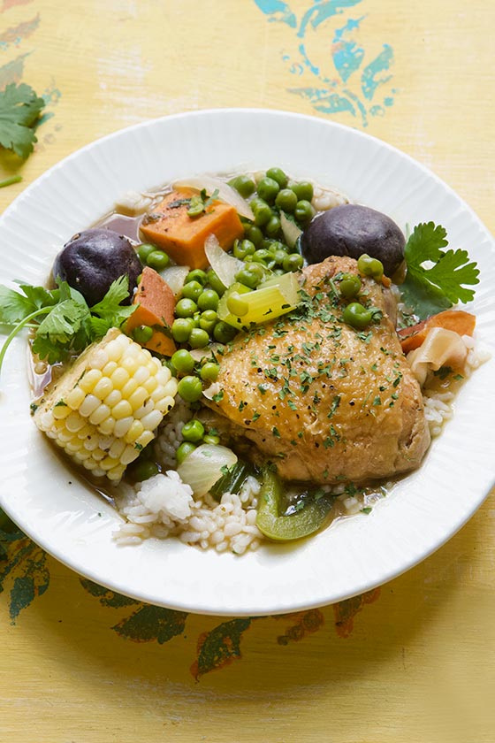 This Chicken Cazuela (Chilean Stew) recipe is perfect for all those upcoming chilly fall nights and busy back to school weeks. MarlaMeridith.com