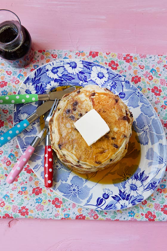 These Chocolate Chip Buttermilk Pancakes are always the hero at any breakfast or brunch table. Serve these up and you will be everyones hero too! Get the recipe on MarlaMeridith.com 