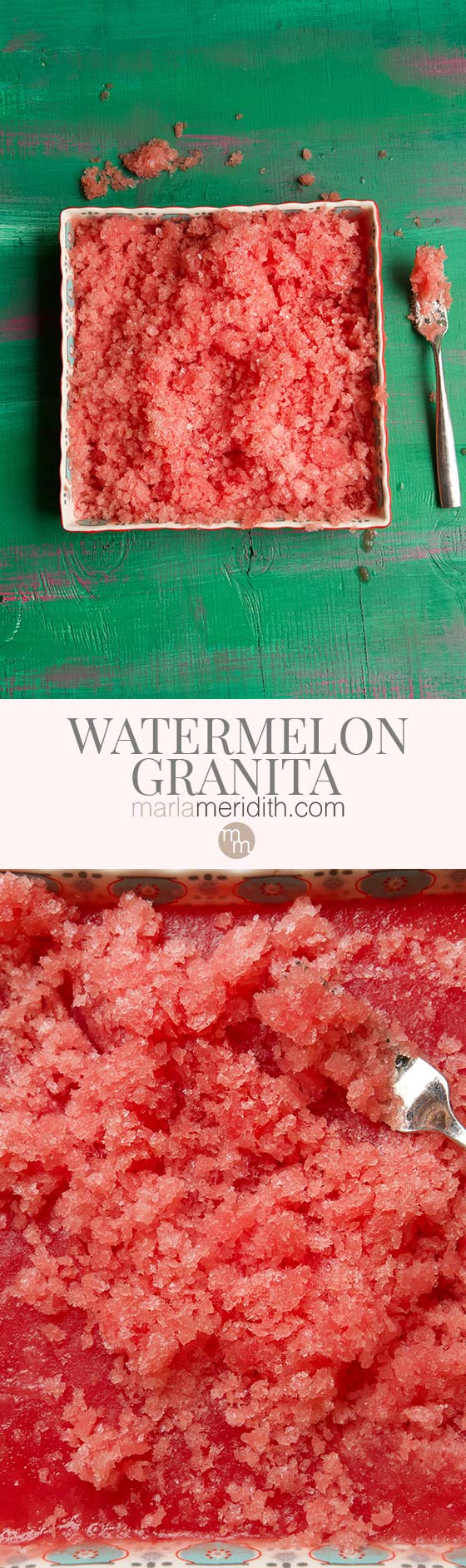 If you love shaved ice then this quick and easy fruity Watermelon Granita will definitely be your jam. Simple to prepare and great for steamy summer days! MarlaMeridith.com