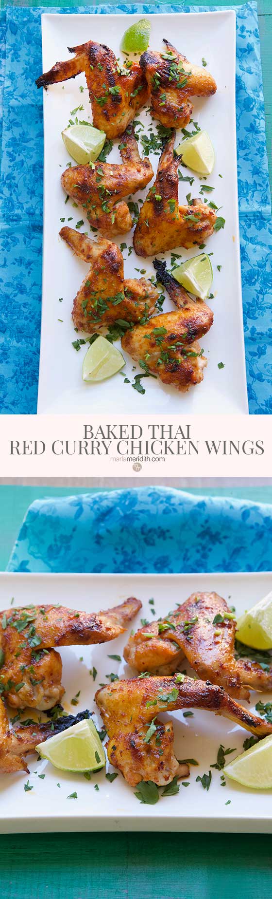 Your entire family will love this Baked Thai Red Curry Chicken Wings recipe, quick and simple to prepare for dinner, potlucks or any celebration! MarlaMeridith.com