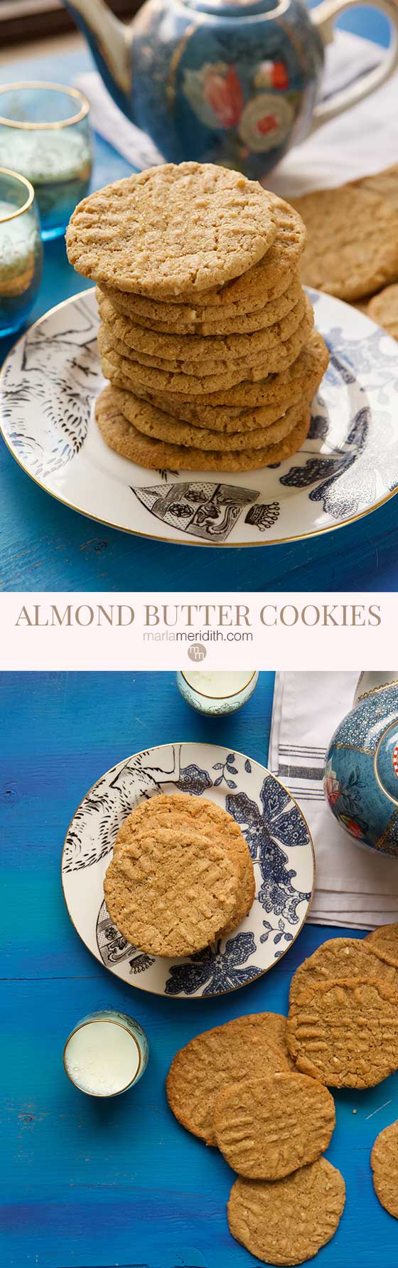 Try this Simple, Easy & Healthier Almond Butter Cookies recipe today! They are made with whole wheat pastry flour to lessen the cookie guilt! MarlaMeridith.com
