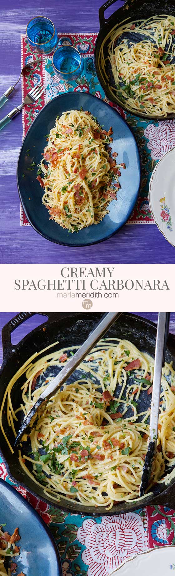 Cook up this easy and delicious Creamy Spaghetti Carbonara recipe for family dinners and entertaining. Ready in just 20 minutes! marlameridith.com