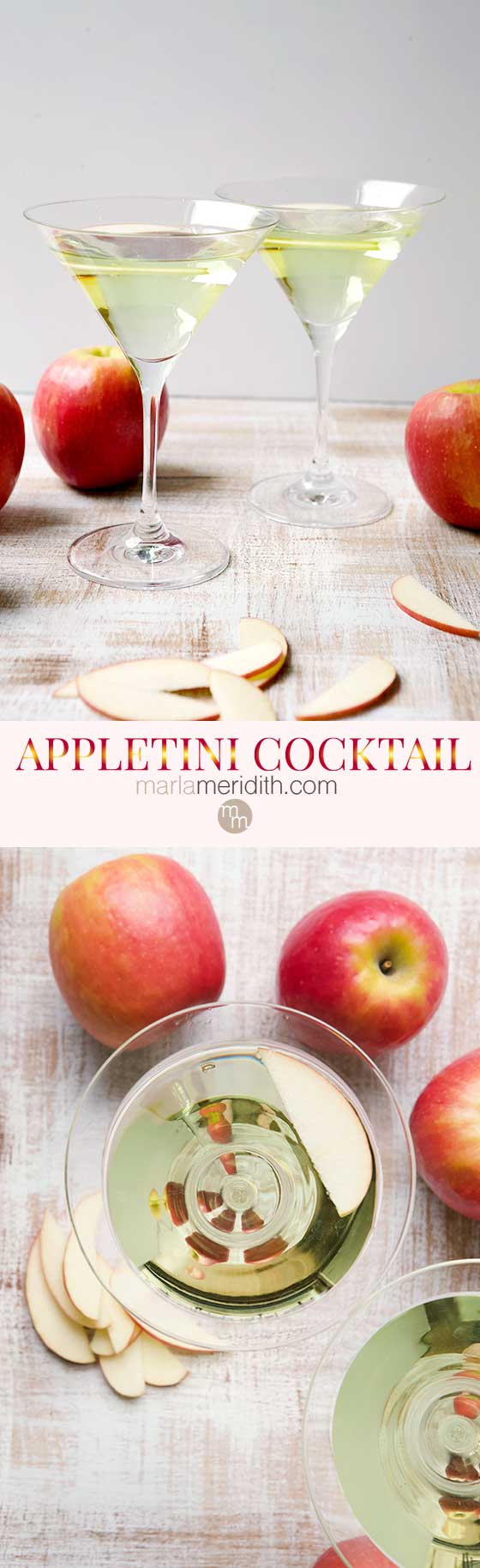 This deliciously sweet and refreshing Appletini Cocktail recipe will be the hit at your next happy hour or holiday party! MarlaMeridith.com
