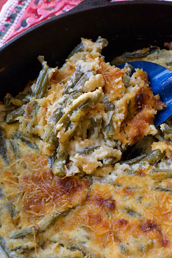 We love this One-Skillet Green Bean Gratin recipe, a delicious holiday side dish! Simple to prepare and only one pot to clean up makes this dish dreamy! MarlaMeridith.com