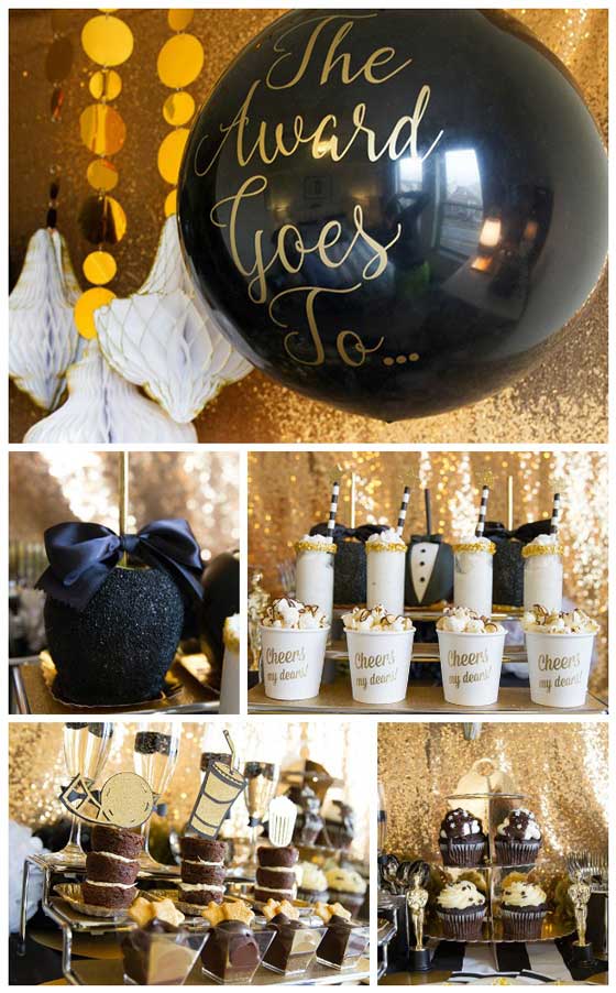 Black And Gold Tuxedo Oscar Party by B. Lovely Events