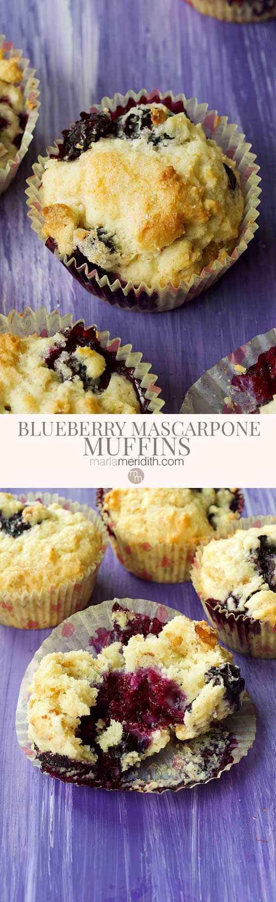 We are smitten with these delicious Blueberry Walnut Mascarpone Muffins. This recipe is simple to prepare and great for breakfast, brunch or as an anytime snack. MarlaMeridith.com
