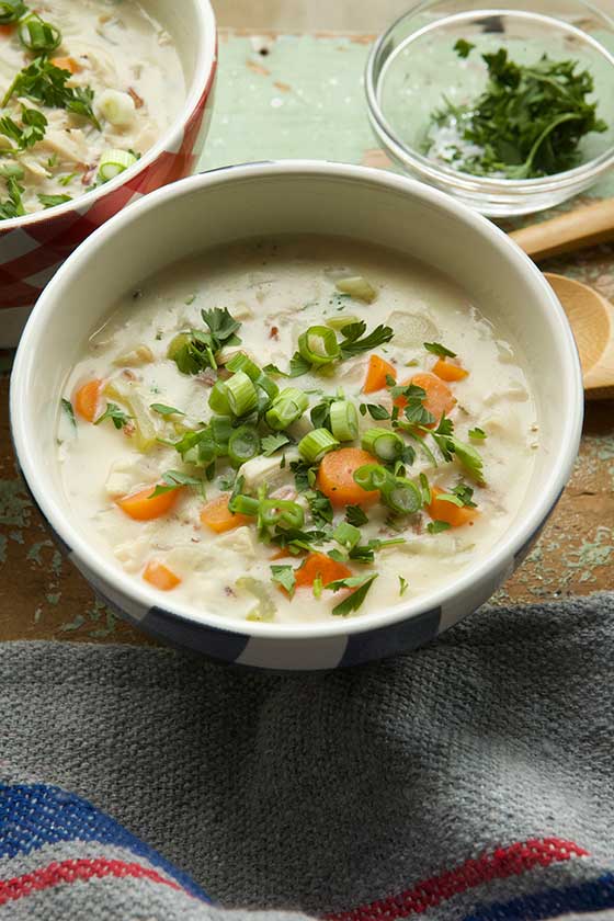 Hearty Creamy Rotisserie Chicken and Wild Rice Soup recipe