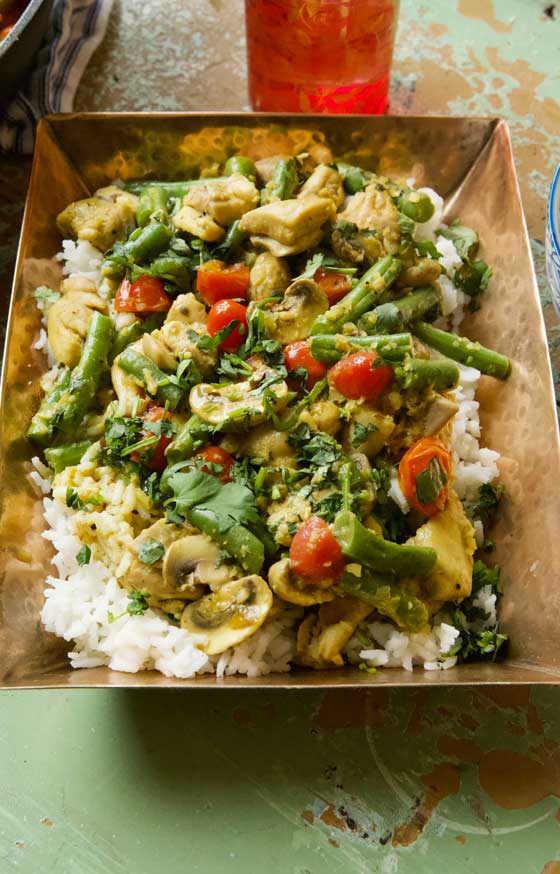 The Indian dish Chicken Korma can be a pretty heavy dish, but I've lightened it up in this recipe without losing any flavor at all! MarlaMeridith.com