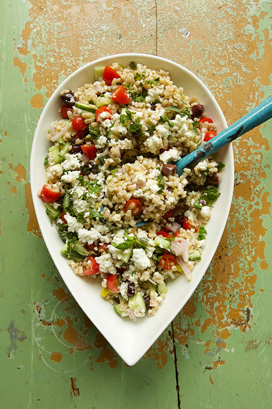 This Vegetarian Greek Barley Salad recipe is the perfect addition to any spring and summer meal planning and entertaining. MarlaMeridith.com
