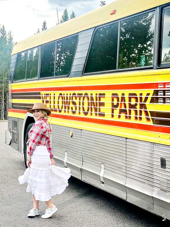 LOVE the vintage bus at Yellowstone National Park! MarlaMeridith.com