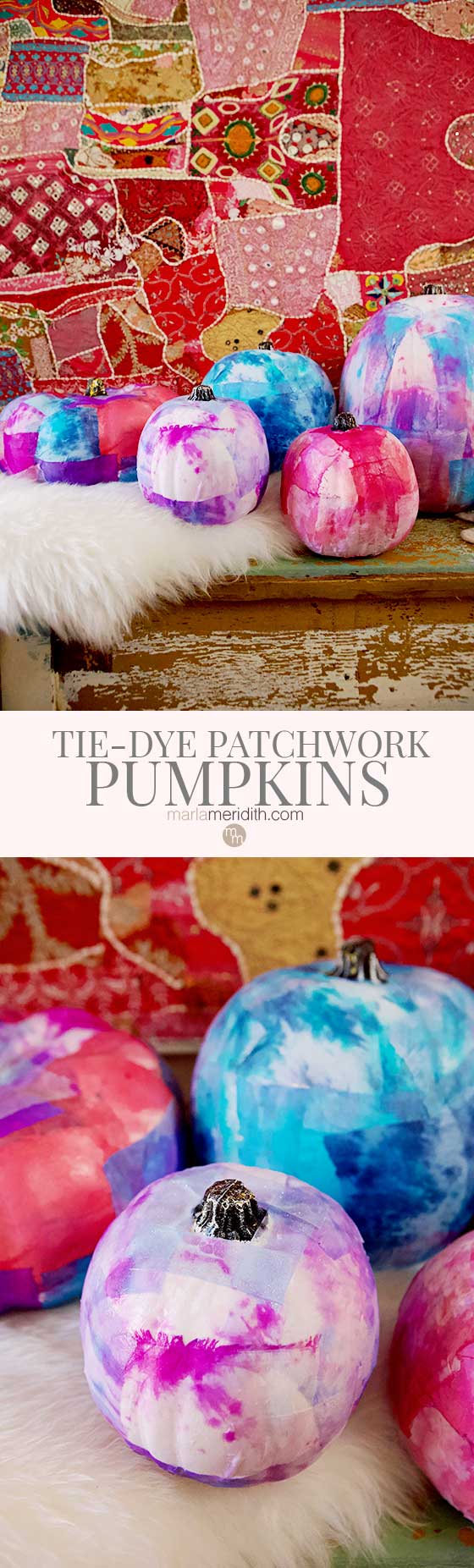 Holiday Craft: Tie-Dye Patchwork Pumpkins | MarlaMeridith.com