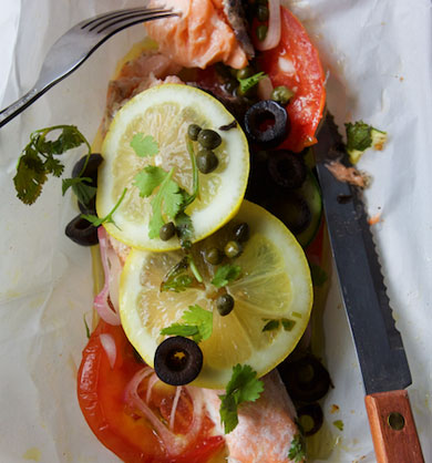 Salmon en Papillote with Summer Vegetables - Marla Meridith