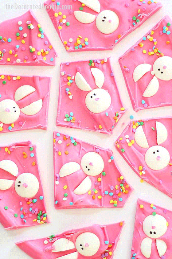 Easter Bunny Chocolate Bark by The Decorated Cookie