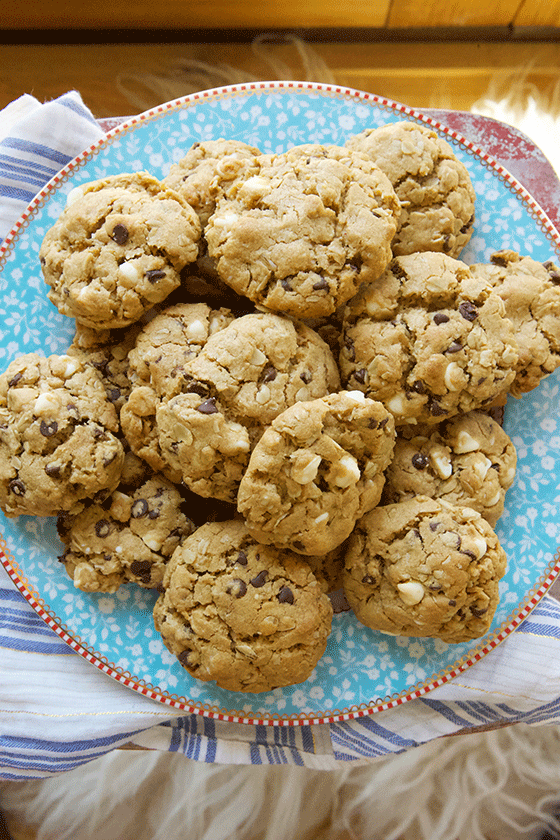 The BEST! Peanut Butter Oatmeal Chocolate Chip Cookies recipe