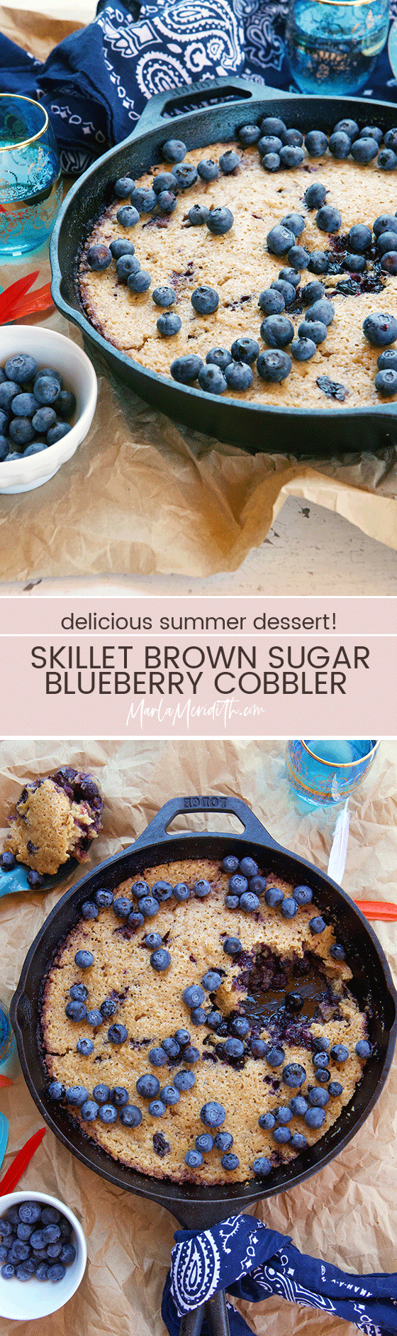 Skillet Brown Sugar Blueberry Cobbler recipe